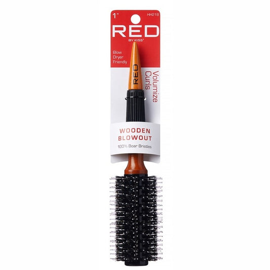 Kiss Red Brush Wooden Blowout Volumize Curls 1Inch (3in)