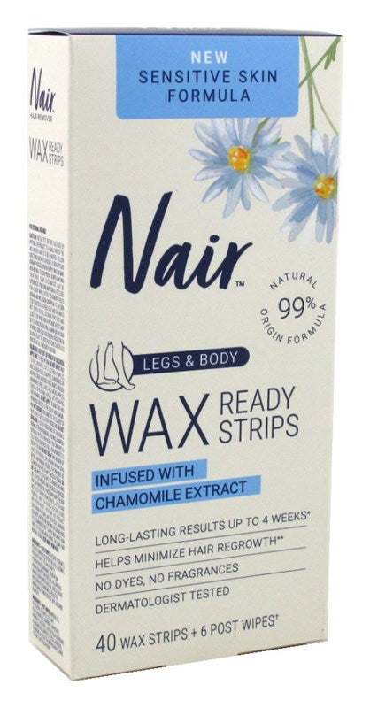 Nair Hair Remover Wax Ready Strips 40 Count Sensitive Body