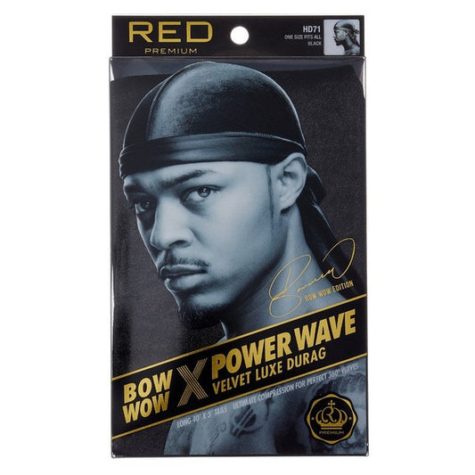 Kiss Red Durag Bow Wow Power Wave Velvet Black ( (1PC))