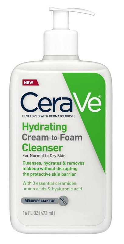 Cerave Hydrating Cleanser Cream-To-Foam Normal-Dry 16oz