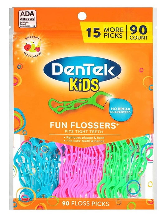 Dentek Kids Floss Picks Fun Flossers 90 Count