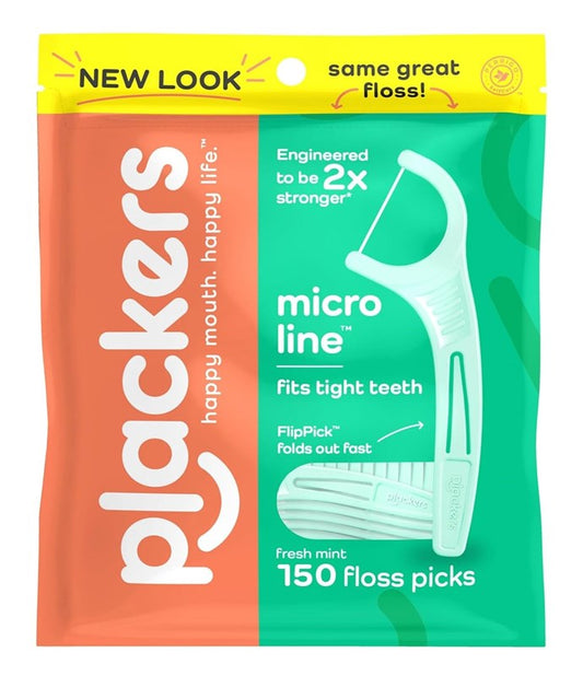 Plackers Micro Line Floss Picks Fresh Mint 150 Count