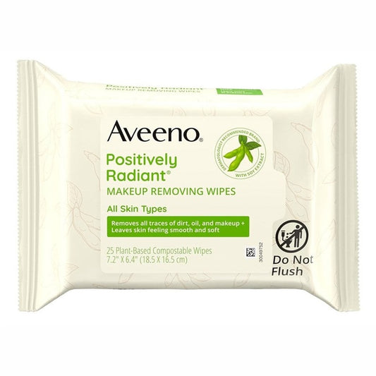 Aveeno Positively Radiant Makeup Removing Wipes 25 Count