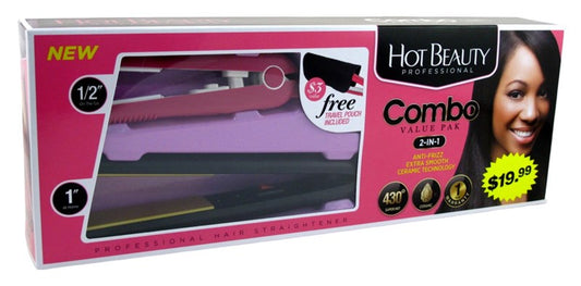 Hot Beauty Flat Irons Combo 2-In-1 Value Pk 0.5Inch/1Inch