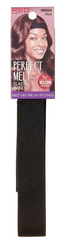 Kiss Red Perfect Melt Elastic Band 1 1/8Inch Velcro Black