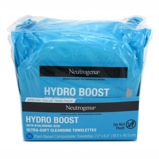 Neutrogena Hydro Boost Ultra- Soft Towelette 50 Ct Twin Pack