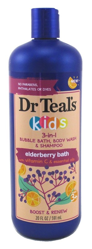 Dr Teals Kids 3-In-1 Shampoo/ Bath/Body Wash Elderberry 20oz