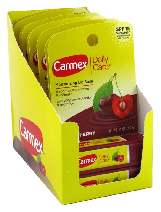 Carmex Lip Balm Stick Cherry Spf#15  0.15oz (12in) Display
