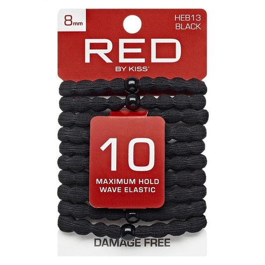 Kiss Red Cotton Elastic Hair Band 10 Count 8Mm (6in)