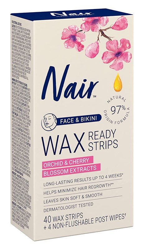 Nair Hair Remover Wax Ready- Strips 40 Count Face/Bikini