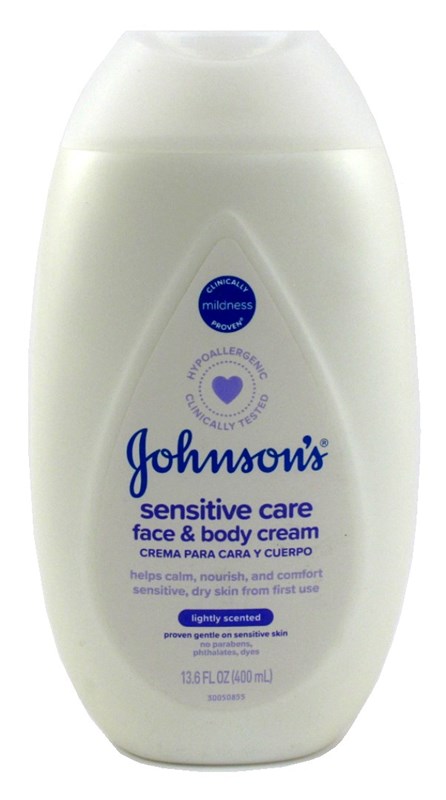 Johnsons Sensitive Care Face & Body Crm Lightly Scentd 13.6oz
