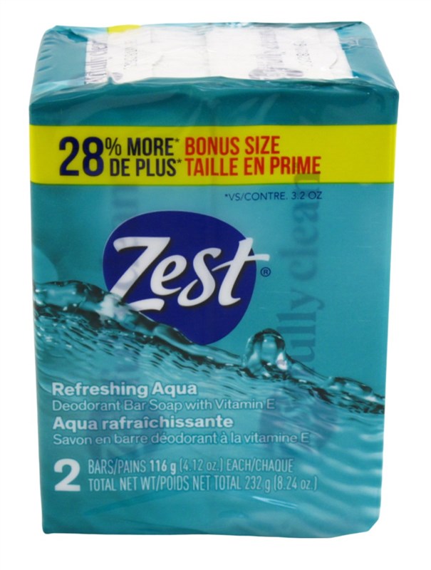 Zest Bath Bars 4.12oz 2 Count Refreshing Aqua Bonus Size