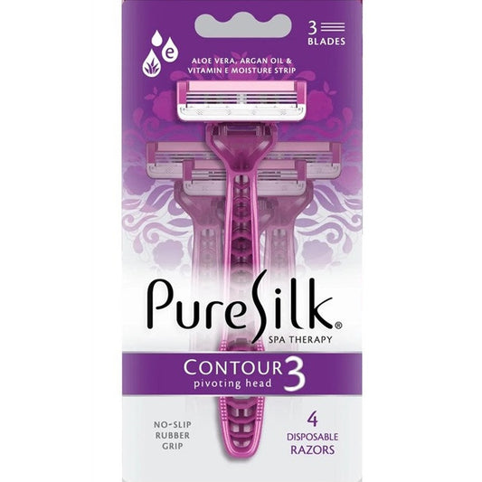 Pure Silk Razors Disposable Contour 3 (3in) 4 Count