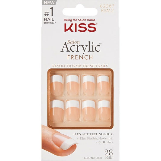Kiss Salon Acrylic French 28 Count Medium Length Nude