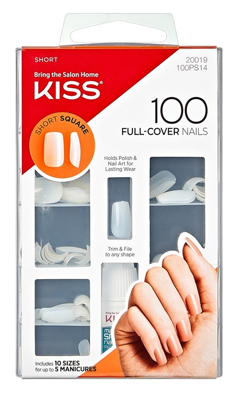 Kiss 100 Full Cover Nails Short Square (Short Length)