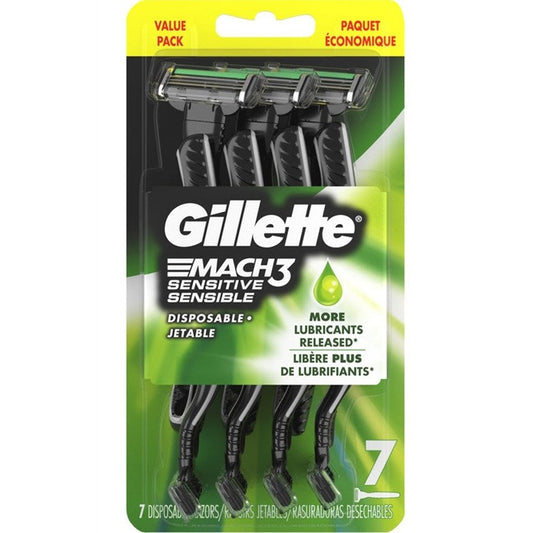 Gillette Mens Mach 3 Razor Disposable Sensitive 7 Count