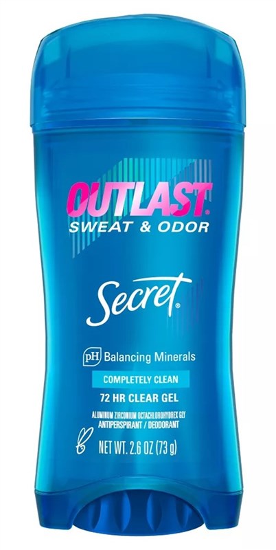 Secret Deodorant Outlast 2.6oz Clear Gel Completely Clean