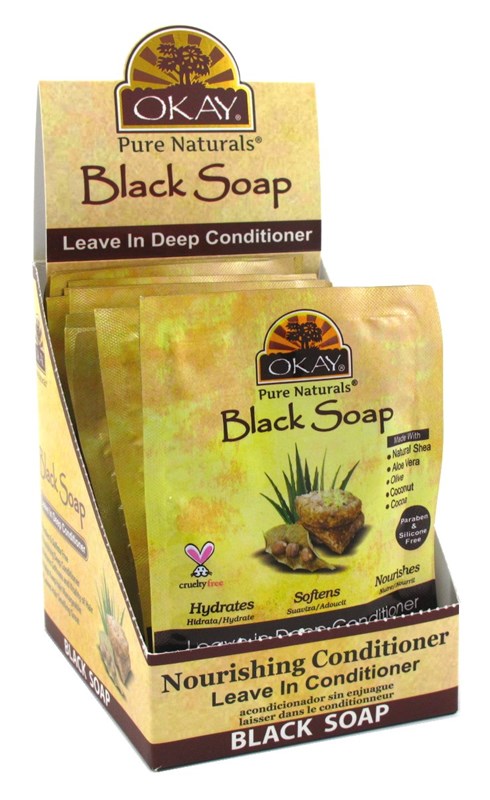 Okay Leave-In Deep Cond Pks Black Soap (12in)