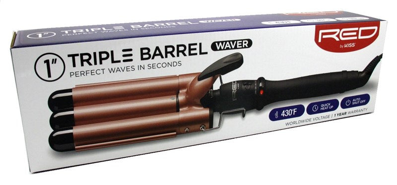 Kiss Red Triple Barrel Waver 1Inch