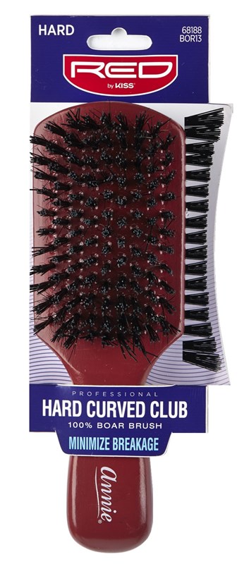 Kiss Red Pro Brush Hard Curved Club (1PC) Boar