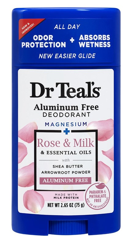 Dr Teals Deodorant Rose & Milk 2.65oz Aluminum-Free