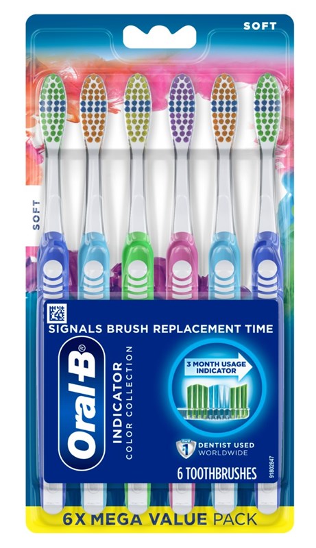 Oral-B Toothbrush Indicator Color Collection Soft 6-Pack