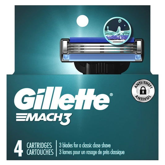 Gillette Mens Mach 3 Razor Refills 4 Count