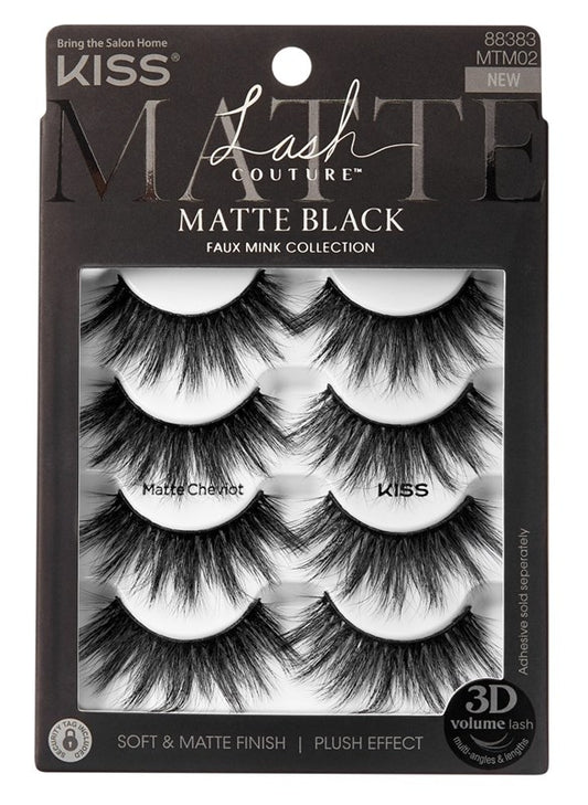 Kiss Lash Couture Matte Black Matte Chevlot Multi-Pack 4Pair