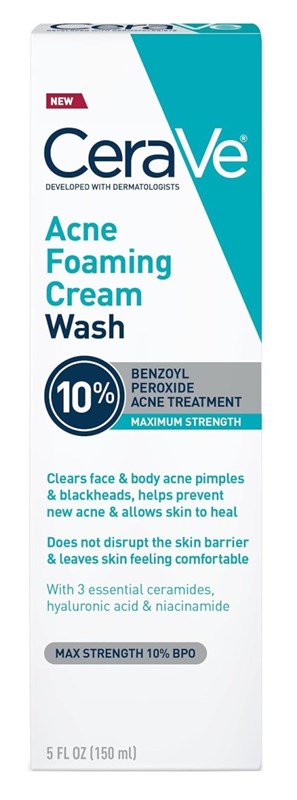 Cerave Acne Foaming Cream Wash Max Strength 10% Bpo 5oz