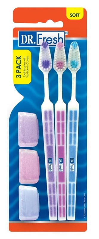 Dr. Fresh Toothbrush Soft With Cap 3 Count
