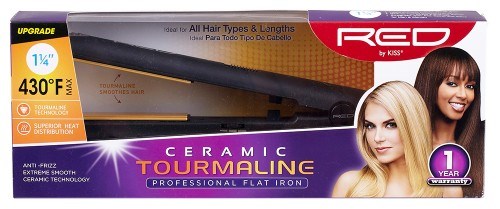 Kiss Red Flat Iron 1.25Inch Ceramic Tourmaline