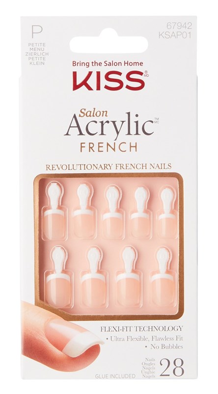 Kiss Salon Acrylic French 28 Count Petite Length Nude