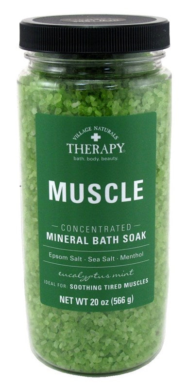 Village Nat. Bath Soak Muscle Eucalyptus Mint 20oz Jar