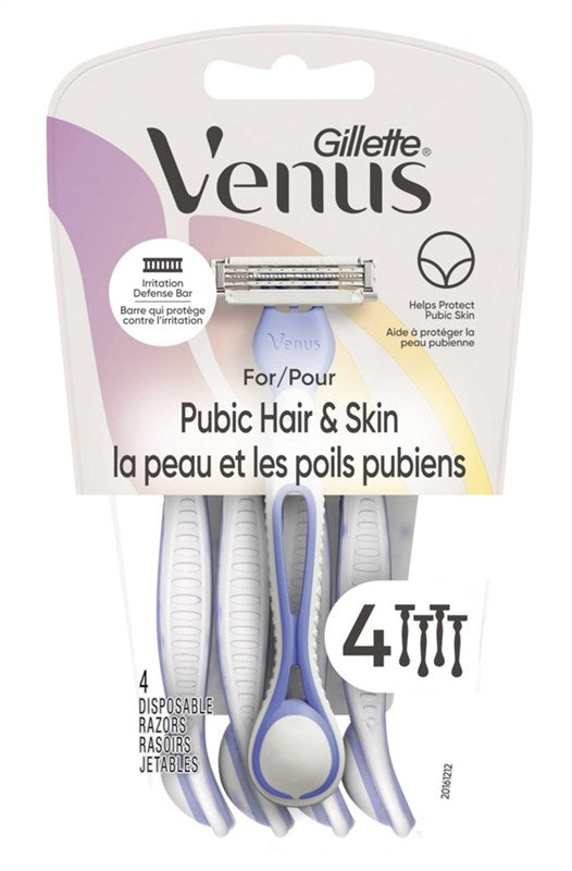 Gillette Venus Pubic Hair And Skin Disposable Razors 4 Count