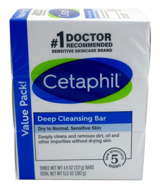 Cetaphil Deep Cleansing Bar 3 Pack 4.5oz Value Pack