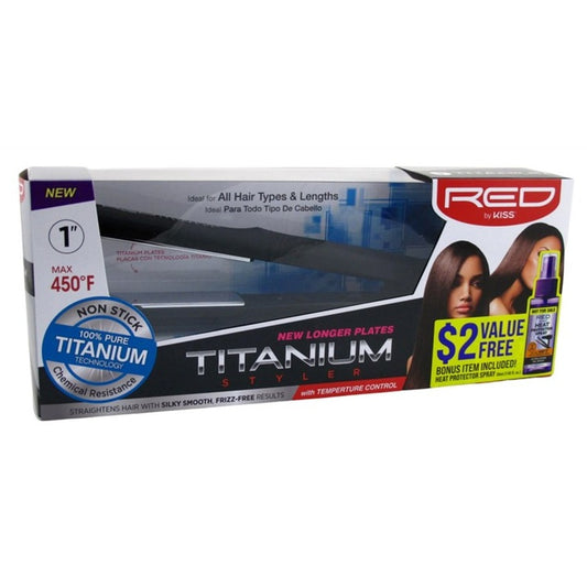 Kiss Red Flat Iron 1Inch Titanium