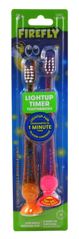 Firefly Toothbrush With Light Up Timer 1 Min Soft 2-Count
