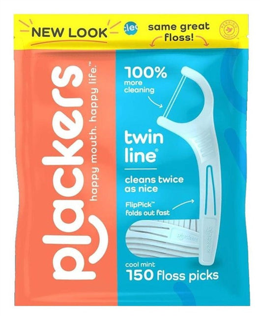 Plackers Twin-Line Floss Picks Cool Mint 150 Count