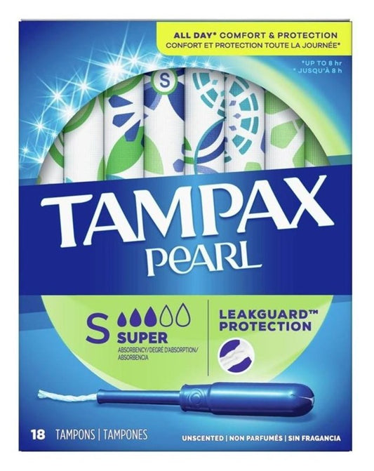 Tampax Tampons Pearl Super 18 Count Unscented