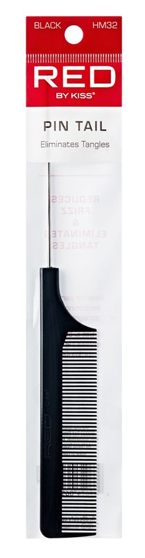 Kiss Red Pro Comb Pin Tail Black (24in)