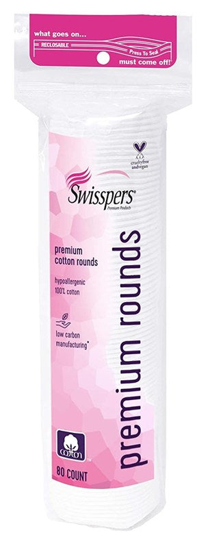 Swisspers Cotton Rounds Premium 80 Count 100% Cotton
