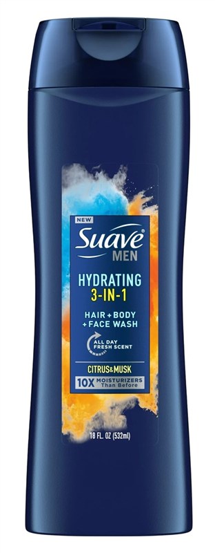 Suave Body + Face Wash Men 18oz Hydrating 3-N-1 Citrus