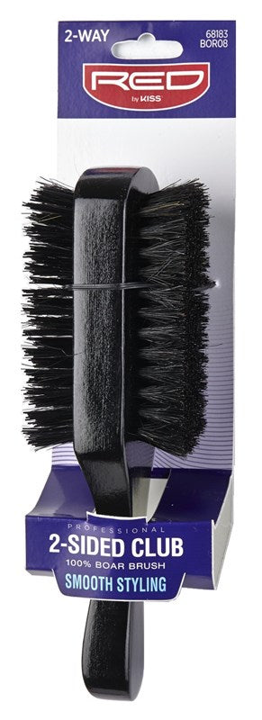 Kiss Red Pro Brush Club 2-Side Bristles (1PC) 100% Boar