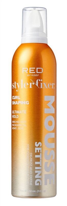 Kiss Red Styler Fixer Setting Mousse Curl Shaping 12oz
