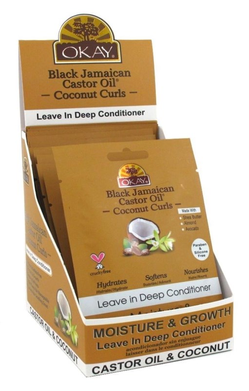 Okay Leave-In Deep Cond Pks Castor Oil + Coconut (12in)
