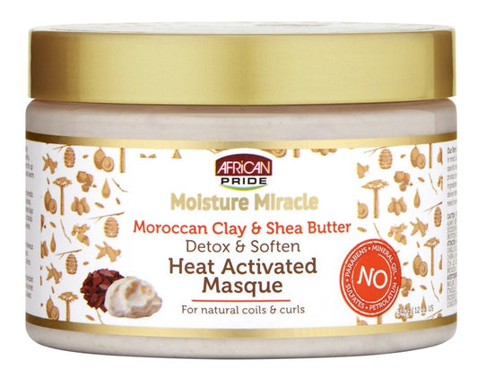 African Pride Heat Activated Masque Moroccan Clay/Shea 12oz