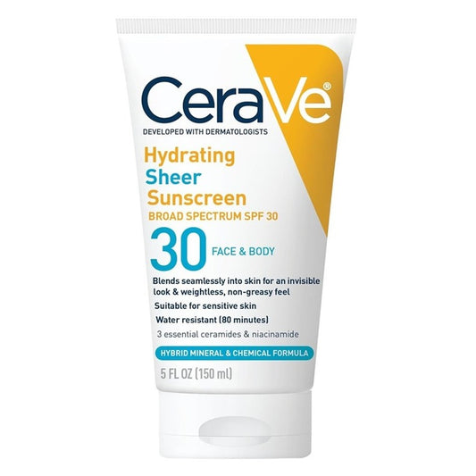 Cerave Sunscreen Hydrating Spf#30 Sheer Face & Body 5oz