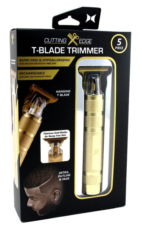 Cutting Edge Trimmer Hanging T-Blade 5Pc Rechargeable Gold