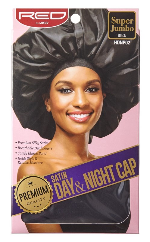 Kiss Red Satin Day & Night Cap Black Super Jumbo