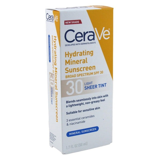 Cerave Sunscreen Hydrating Mineral Spf30 Light Tint 1.7oz